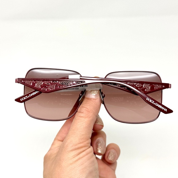 DOLCE & GABBANA Lace Square Sunglasses 57mm In Bordeaux - Picture 14 of 16